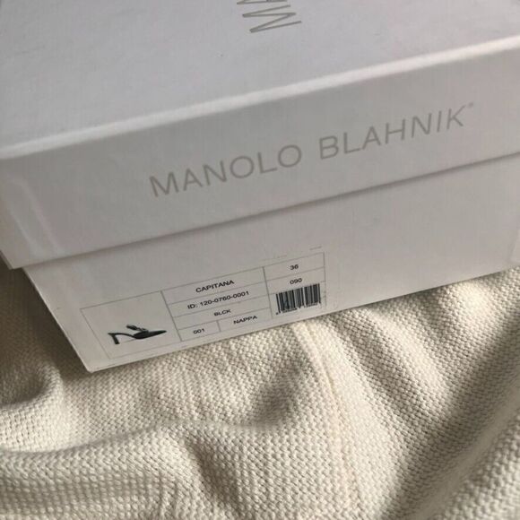 Manolo Blahnik Capitana Leather Buckle Mules Black 36 NEW - Picture 12 of 14